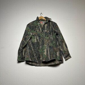 VTG Winchester Tree Bark Duck Camo Hunting Men L Button Up Shirt Outerwear 90s